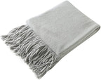 Homiest Decorative Knitted Throw Blanket with Fringe Soft & Cozy Tassel Blanket for Couch Sofa Bed (Light Grey,50x60)