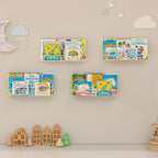 6-Pack White Floating Nursery Book Shelves , Metal Wall Mounted Storage book Shelves for Kids Bedroom, Toddler Room, Baby Nur