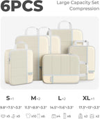 Percover Compression Packing Cubes 6-Piece Set, Packing Cubes Compression for Travel with Multi-Size Organization, Travel Org