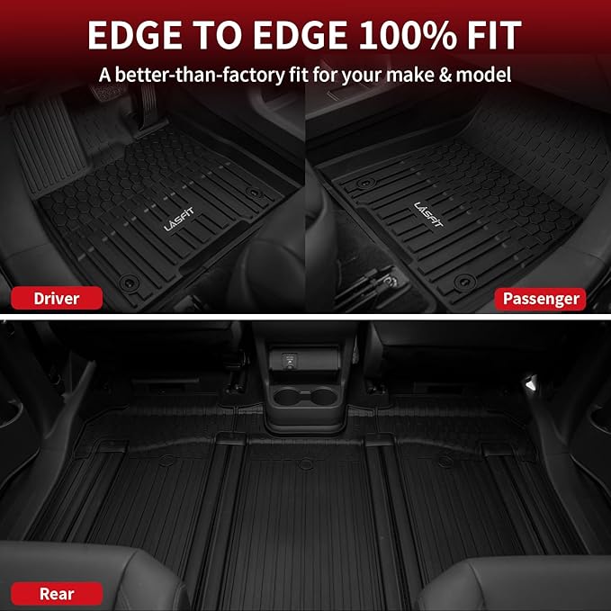 LASFIT Floor Mats for Toyota Sienna 7 seats 2021-2026 (Only for 7 Seat & Not Fit 2025 2026 Platinum Edition) All Weather TPE Custom Fit Floor Liner for Toyota 7 passenger Front and Rear Car Mat, Black