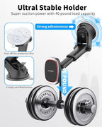 APPS2Car Magnetic Phone Mount, Dashboard & Windshield Suction Cup Car Phone Holder Mount with 6 Strong Magnets, Adjustable Telescopic Arm, Compatible with iPhone & Android Smartphones