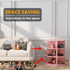 SpaceAid 3 Tier Rotating Shoe Rack Tower, Spinning Shoe Display Lazy Susan, Revolving 360 Shoe Rack Storage Round Carousel, V