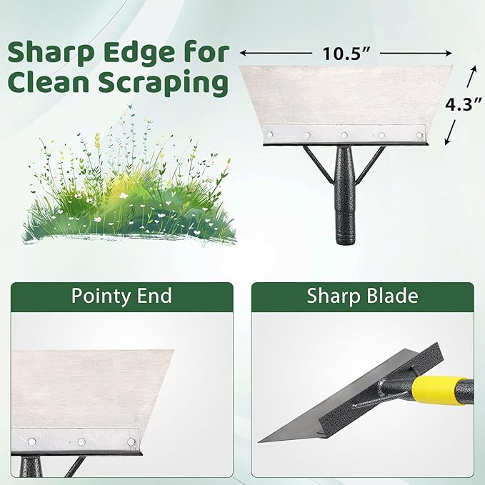 Garden Flat Shovel,Floor Scraper, 88" Long Multifunctional Garden Cleaning Shovel Weeding Tool,Heavy Duty Floor Scraping Tool,Metal Weeding Scraper for Lawn Edging, Snow Ice Removal Scrapers