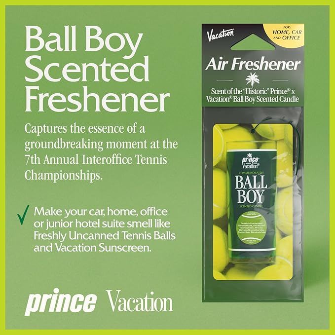 VACATION Ball Boy Tennis Scented Hanging Air Freshener, Exclusive Candle Scent, Deodorizer for Car, Home & Office (Pack of 3)