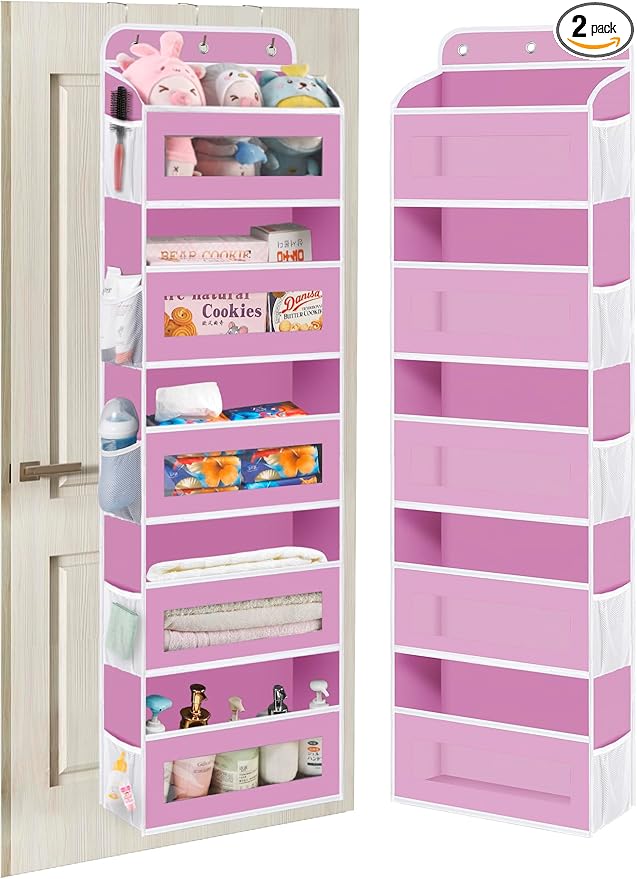 KYEVIS Over The Door Organizer, 5 Shelves Closet Door Hanging Organizer with 10 Mesh Pockets, Nursery Closet Organizer, Baby 