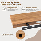 Floating Shelves for Wall, 30"Wx8"D Rustic Solid Elm Wood Floating Shelves Wall Mounted, Round Edge Wall Shelves with Invisib