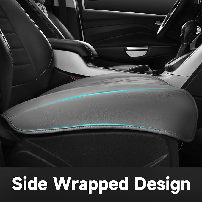 CAR PASS 2 Pack Leather Front Car Seat Covers, Bottom Seat Covers Full Wrapped with Storage Pocket, Anti-Slip Leather Seat Pr