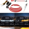 Exterior Car LED Hood Light Strip,Dual Color Dynamic Scan Start Up Hoodbeam Kit,Led Daytime Running Lights White&Amber Switchback Sequential Turn Signal Lights for Cars, Trucks,SUV(48inch/1set)