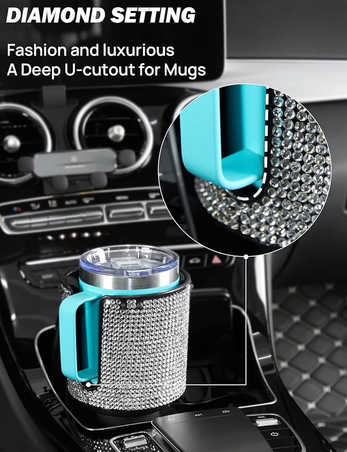 JOYTUTUS Upgraded Car Cup Holder Expander with Offset Base, Fit for YETI, Hydro Flask, Large Cup Holder Expander for Car Hold