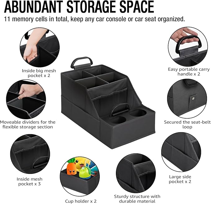 MULISOFT Car Seat Organizer- Backseat Car Organizer with 12 Storages Compartments and 2 Cup Holders, Organizers and Storage,