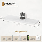 Vivelove White Floating Shelves 12 Inches Deep, 47.2x12 Floating Shelves for Wall with Invisible Brackets, Room Shelves for L