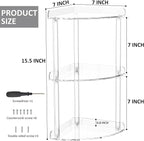 Sezanrpt 3 Tier Countertop Corner Organizer Shelf 7x7x15.7 Inch, Countertop Acrylic Bathroom Corner Shelf, Clear Vanity Stora
