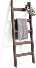 FUIN 5ft (58") Wood Blanket Ladder Living Room Decorative Wall Leaning Farmhouse Quilt Display Holder Rustic Wooden Towel Rac