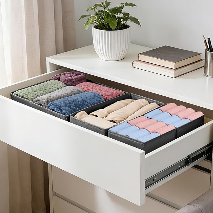 Drawer Organizer Clothes, 16 Pack Dresser Organizer Bins, Foldable Closet Organizers and Storage Fabric Dresser Bins, Shallow