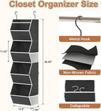 Hanging Closet Organizer 4 Shelf Collapsible Bedroom Closet Organizers and Storage Hanging with Mesh Pocket for Clothes, Clos