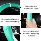 Car Leather Steering Wheel Cover - Panapi Material, Universal 14.5-15 Inch Leather Anti-Slip Breathable Auto Steering Wheel C