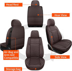 Nappa Leather Car Seat Covers Full Set, Brown Car seat Protector 5 Seats, Waterproof Car Seat Cushion, Universal Automotive S