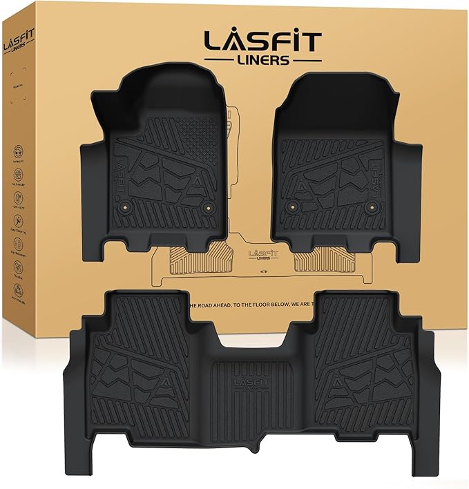 LASFIT Floor Mats for Chevrolet Chevy Silverado EV RST (Not Fit WT/LT) 2024-2025/Trail Boss 2026 & GMC Sierra EV Denali (Not Fit Elevation/AT4) 2024-2026, All Weather TPE Custom Fit Floor Liners