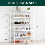 Smiry Shoe Rack, 5 Tier Thick Bamboo Shoe Organizer, Stackable Free Standing Wooden Shoe Storage Shelf for Closet, Entryway, 
