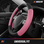 NASCAR Steering Wheel Cover, Two-Tone Pink Leather Patchwork, Universal Fit 14.5"-15.5" Steering Covers for Cars, Anti-Slip, 