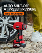 KeenPower Cordless Tire Inflator Portable Air Compressor, 160PSI Car Tire Air Pump, 21V Rechargeable Battery Powered Air Compressor, Dual Power, Larger HD Digital Gauge w/4+N Smart Modes (Red)