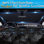 KMF 8pcs Thicken Sun Shades for Chrysler Pacifica 2017-2025 Accessories, Full Car Window Covers Sunshade for Windshield Side Rear, UV Block and Blackout Privacy for Camping Outdoor