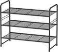 Shoe Organizer for Closet, Metal Shoe Shelf Rack Stackable 3 Tier 27 Inch Wide for Entryway, Adjustable, Black