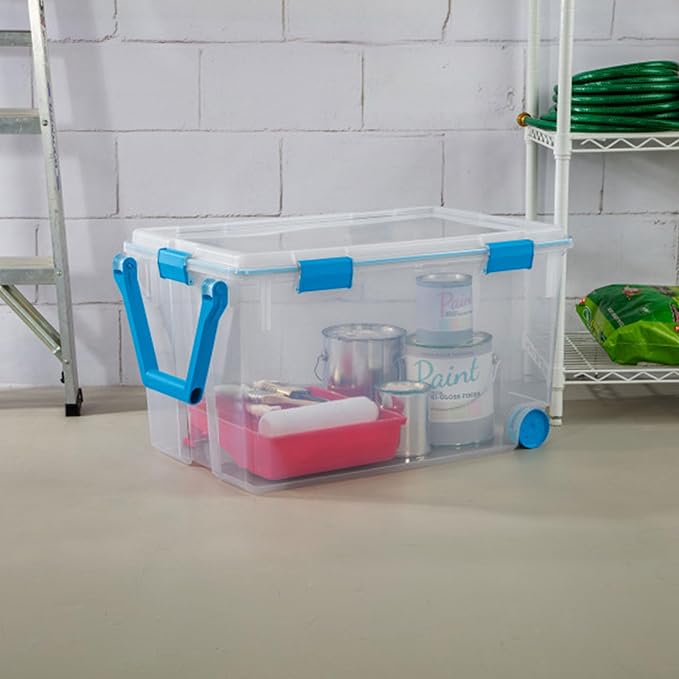 Sterilite 3-Pack Gasket Box, Weather-Resistant Storage Bins with Latching Lids, 120 Quart - Heavy-Duty Organizing Containers 