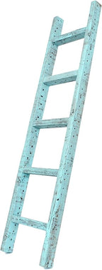 BARNWOODUSA Rustic Decorative Ladder - 100% Upcycled Wood (60" x 12" x 1.5", Robins Egg Blue)