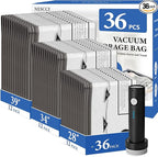 NESCCI Travel Vacuum Bags for Clothing with Rechargeable Wireless air Pump，36 Pack Compression Packing Bags for Luggage Suitc