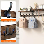 Evermagin 35" Coat Rack Wall Mount with Shelf, 4 in 1 Coat and Key Hanger with 13 Metal Hooks, Entryway Wall Mounted Shelf wi