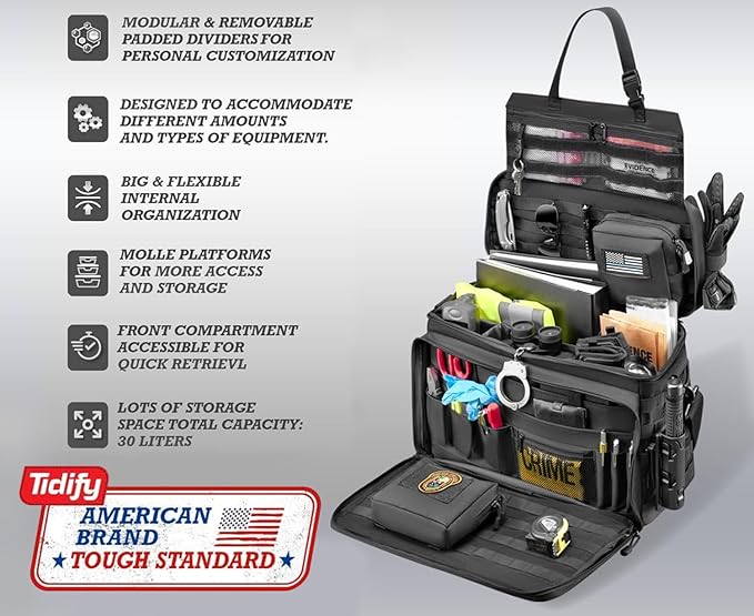 Tidify Patrol Bag Used By Law Enforcement Police Gear and Military Grade - Water Resistant Police Officer Duty Bag - Heavy Duty