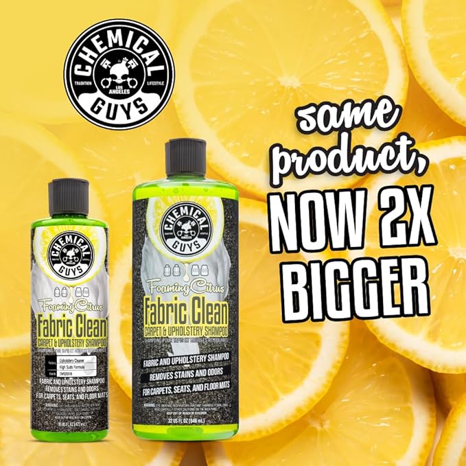 Chemical Guys Foaming Citrus Fabric Clean Carpet & Upholstery Cleaner (Car Carpets, Seats & Floor Mats), Safe for Cars, Home,