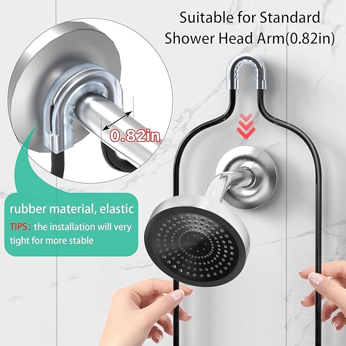 DAOYA Over the Shower Head Caddy with 2 Baskets & Soap Holder, Non-Slip Design for 0.82-Inch Showers, Black, Stainless Steel