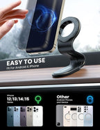 eSamcore for MagSafe Car Mount Detachable, Bendable Aluminum Arm Magnetic Phone Holder for Car【20 Strong Magnets】 Cell Phone Mount for Car Dash Fit iPhone 17 16 15 14 Pro Max Mini Mag Safe Accessories