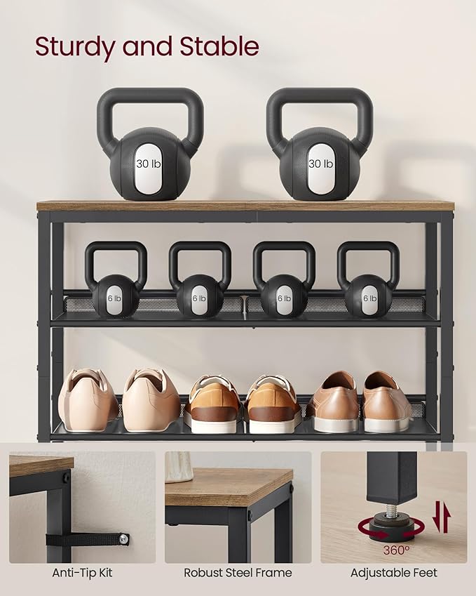 VASAGLE Shoe Rack for Entryway, 5-Tier Shoe Rack Organizer with Storage Shelves and Spacious Top, Freestanding, Adjustable, I