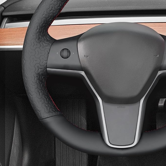 MEWANT Hand Stitched Steering Wheel Cover for Tesla Model 3 2017-2023 / Model Y 2020-2023 for Tesla Model 3/Y Accessories