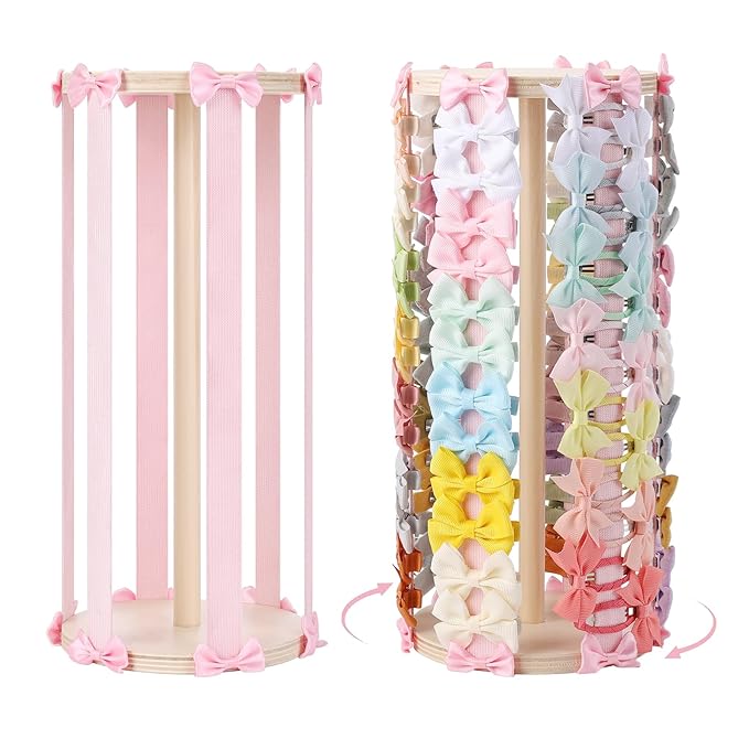 POVETIRE Bow Holder for Girls Hair Bows,Pink Hair Bow Organizer, Hair Clips Stand Hair Accessories Rack Display Decors Baby N