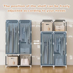 VTRIN Portable Closet Wardrobe for Hanging Clothes with 4 Storage Shelves, 2 Hanging Rods and 6 Pockets, Stable and Easy Asse