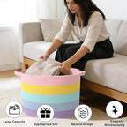 90L Large Blanket Basket,21.7"L x 21.7"W x 13.8"H Rope Woven Baskets with Handles, Toys Storage Bins,Laundry Basket Perfect f