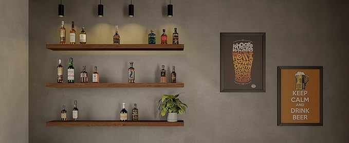 ROGMARS 48Inches Long Walnut Floating Shelves,Rustic Solid Wood Farmhouse Wall Shelves with Invisible Brackets for Bathroom, 