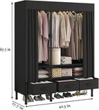 Portable Closet,Garment Rack,Heavy Duty Clothes Rack with Cover,Wardrobe Closet with 1 Hanging Rods, 2 Storage Shelves and 3 