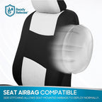 BDK PolyPro Car Seat Covers Full Set in White on Black, Front and Rear Split Bench Seat Covers for Cars, Easy to Install Car 