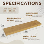 Dreamland 40 Inches Floating Shelves for Wall, 9.3 Inch Deep Floating Shelves Set of 2, Large Display & Storage Shelf, Wall S