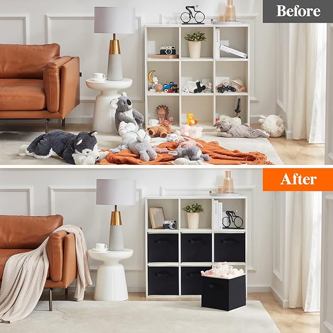 Lifewit Storage Cubes, Foldable Decorative Fabric Storage Baskets for Organizing Home Organizers with Handles for Shelves, Cl