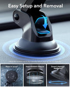 ESR for MagSafe Car Mount (HaloLock), Dashboard Magnetic Phone Holder for Car, Windshield Car Phone Holder Mount for iPhone 15/14/13/12, Car Accessories, Charging Not Supported, Metallic Grey