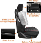 Leather Car Seat Covers Front Pair, Waterproof Faux Leather Seat Covers for Cars, Non-Slip Car Interior Covers Universal Fit 