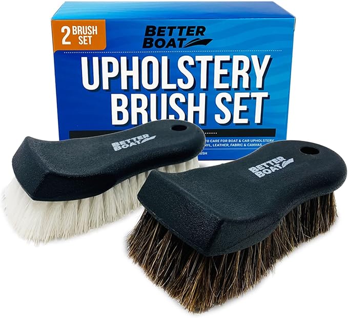 Upholstery Brush Set, Carpet and Car Cleaning Brushes, Horsehair Detailing Brush for Upholstery Cleaner, Leather, Interior, B