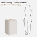 STORAGE MANIAC 2-Pack Large Laundry Hamper, 80L (21.1 Gal) Collapsible Laundry Basket with Bamboo Handles, Freestanding Water
