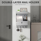 Rebee Vision Wooden Key Holder Wall Mount with Drawer Organizer – Modern Mail and Key Organizer for Wall Featuring 6 Robust H